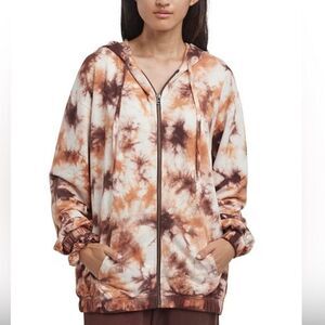 Sundown by Splendid Tie Dye Zip Up Hoodie Brown  Small NWT